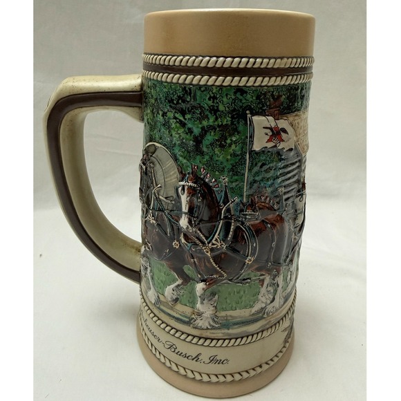 Vintage 1988 Budweiser Beer Stein Grant's Cabin Landmark Series A With Box - Picture 9 of 12